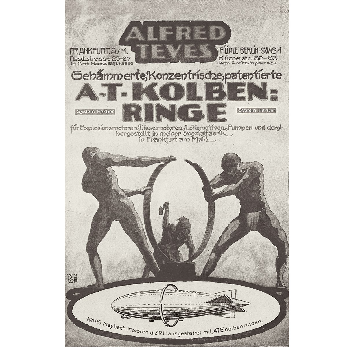 Alfred Teves Kolbenringe - historisches Plakat